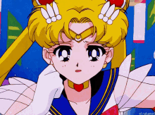 a drawing of a girl with a crescent moon on her head