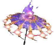 a computer generated image of a ferris wheel with purple lights coming out of it .