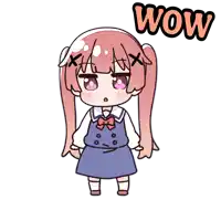 a cartoon of a girl with the word wow above her head
