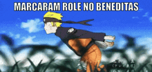 a cartoon of a man running with the words marcaram role no beneditas below him