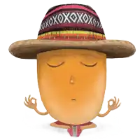 a cartoon of a potato wearing a sombrero with xoxox on it
