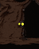a cartoon drawing of a monster with yellow eyes