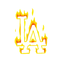 a logo for the la dodgers is on fire