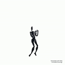 a black and white drawing of a man playing a violin on a white background