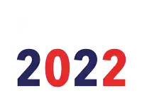 the year 2022 is written in red and blue letters