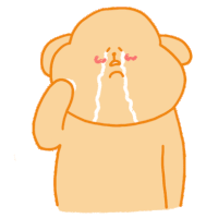 a cartoon bear is crying with tears running down its face