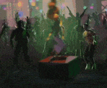 a painting of a crowd of people dancing in a club