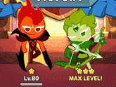 a lv.80 cookie and a max level cookie in a game
