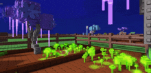 a computer generated image of a fenced in area with green plants