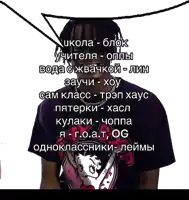 a man wearing a purple shirt has a speech bubble above his head
