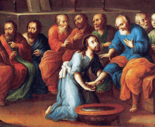 christ washing the disciples feet shy embarassed