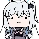 a cartoon drawing of a girl with long white hair and a bow in her hair .