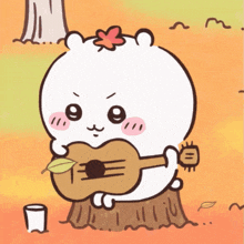 a cartoon of a bear playing an ukulele