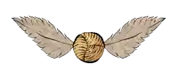 a drawing of a golden snitch with feathers on a white background