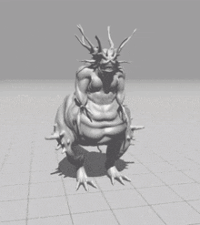 a 3d model of a monster with horns