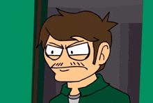 a cartoon character with brown hair and a mustache looks angry