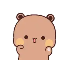 a brown cartoon bear with a white circle on its head