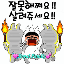 a cartoon of a boy crying with the words royal family below