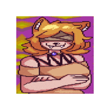 a pixel art of a girl with a cat ear