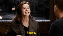 a woman is talking to a man and says i can 't .