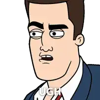 a cartoon of a man with a surprised look on his face and the word ugh above him