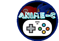 a logo for anime-c with a sonic and mario on it