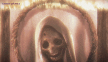 a painting of a grim reaper with dehostudios written on the bottom left