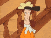 a cartoon character wearing a hat and a scarf
