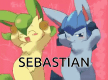 a cartoon of a bunny and a fox with the name sebastian on the bottom