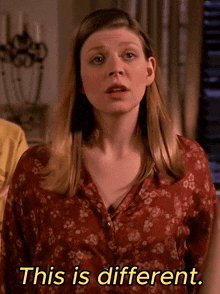 a woman in a floral shirt says " this is different "