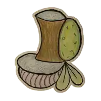 a drawing of a plant with a leaf that has the letter i on it