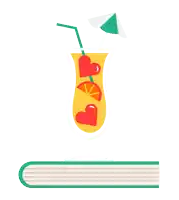 an illustration of a drink with straws and hearts on it