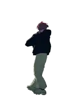 a cartoon character is dancing with a bottle of soda on his head .