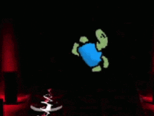 a close up of a pixelated logo for a video game with a red background