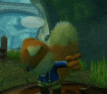 a cartoon squirrel says " clever " in a video game