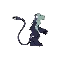 a pixel art drawing of a monster with headphones