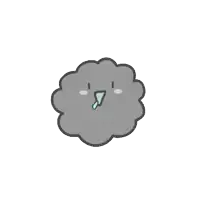 a cartoon drawing of a cloud with a face and mouth