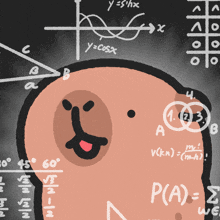 a drawing of a bear surrounded by math equations
