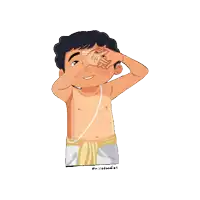 a cartoon of a shirtless man covering his eyes with his hand and the words oniradoodles below him