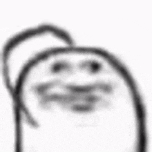 a black and white drawing of a person 's face with a beard .