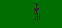 a boy in a red jacket is running away from a monster with a siren head on a green screen .
