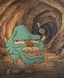 a cartoon character with a spoon in his hand