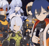 a group of anime characters are posing for a picture with one wearing a shirt that says ' air ' on the front