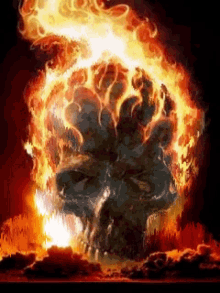 skulls fire flame burn burning