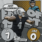 a cartoon of a football player with the words just beginning
