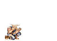 a pixel art of a man being thrown in the air by another man