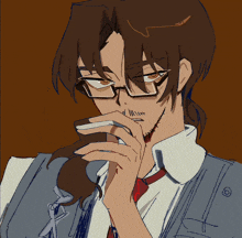 a drawing of a man with long hair and glasses