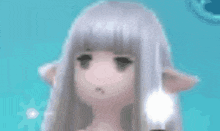 a blurry picture of a girl with long white hair and ears