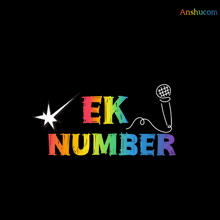 a colorful ek number logo with a microphone and star