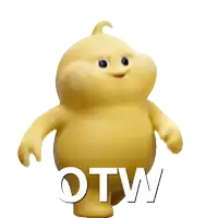 a cartoon character with the word otw written on it